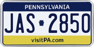 PA license plate JAS2850