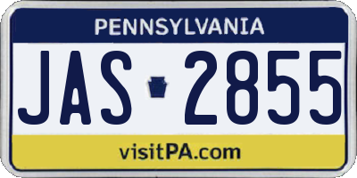 PA license plate JAS2855