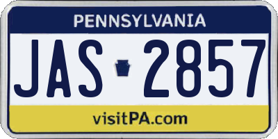 PA license plate JAS2857