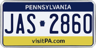 PA license plate JAS2860