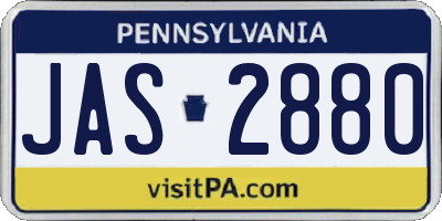 PA license plate JAS2880