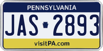 PA license plate JAS2893