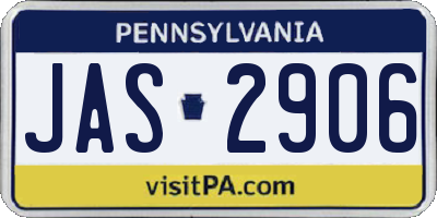 PA license plate JAS2906