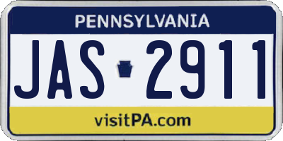 PA license plate JAS2911