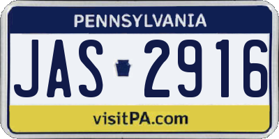 PA license plate JAS2916