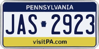 PA license plate JAS2923