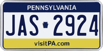 PA license plate JAS2924