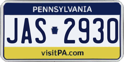 PA license plate JAS2930