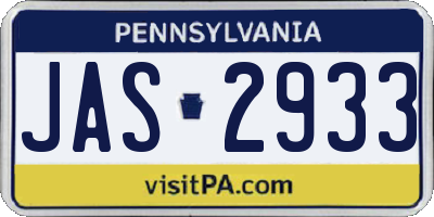 PA license plate JAS2933