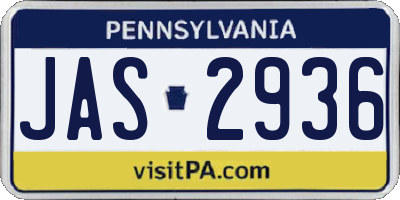 PA license plate JAS2936