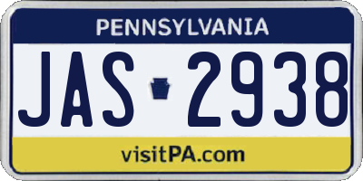 PA license plate JAS2938