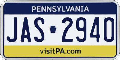 PA license plate JAS2940