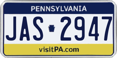 PA license plate JAS2947