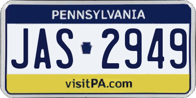 PA license plate JAS2949
