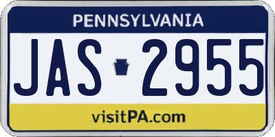 PA license plate JAS2955