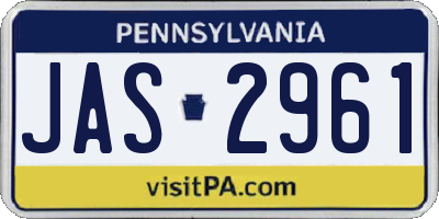 PA license plate JAS2961