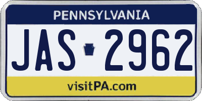 PA license plate JAS2962