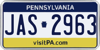 PA license plate JAS2963