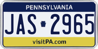 PA license plate JAS2965