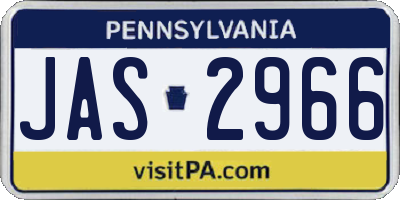 PA license plate JAS2966