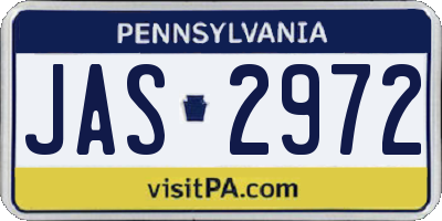 PA license plate JAS2972