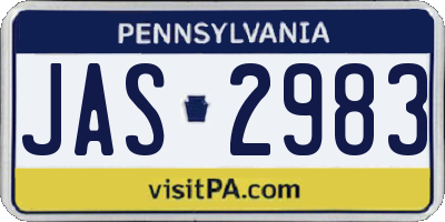 PA license plate JAS2983