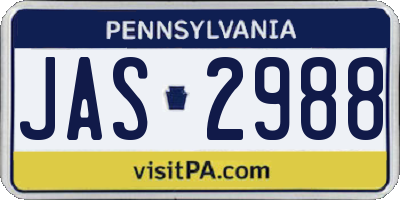 PA license plate JAS2988