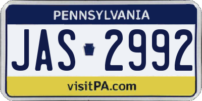 PA license plate JAS2992