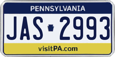 PA license plate JAS2993