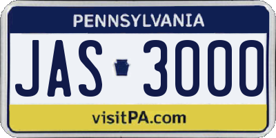 PA license plate JAS3000