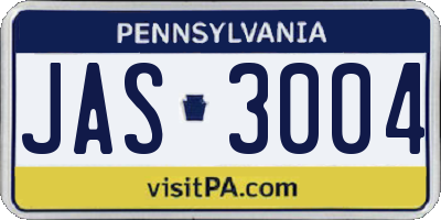 PA license plate JAS3004