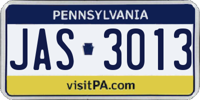 PA license plate JAS3013