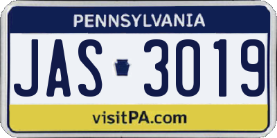 PA license plate JAS3019