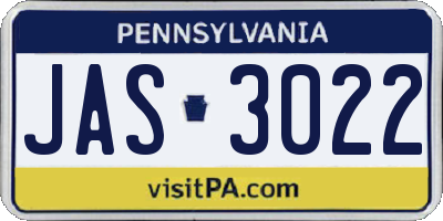 PA license plate JAS3022
