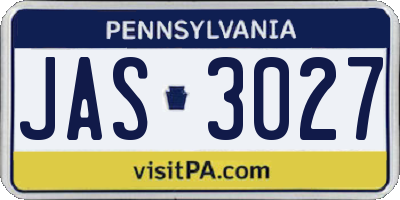 PA license plate JAS3027