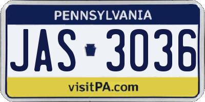 PA license plate JAS3036