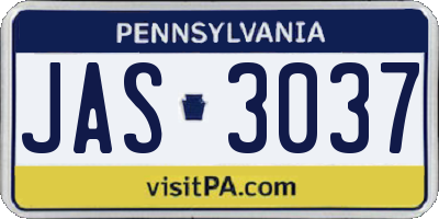 PA license plate JAS3037