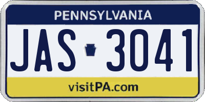 PA license plate JAS3041