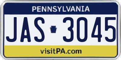 PA license plate JAS3045