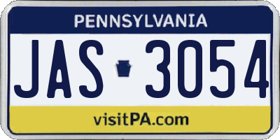 PA license plate JAS3054