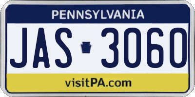 PA license plate JAS3060
