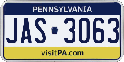 PA license plate JAS3063