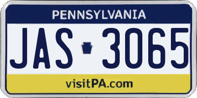 PA license plate JAS3065