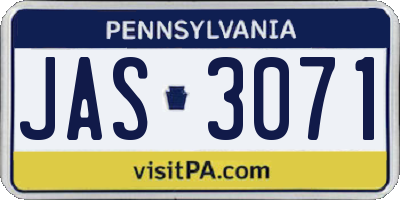 PA license plate JAS3071