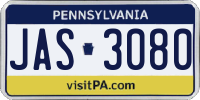 PA license plate JAS3080
