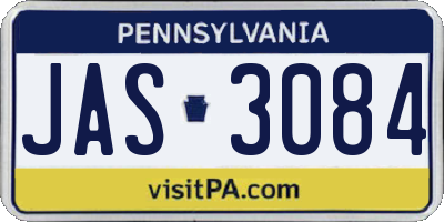 PA license plate JAS3084