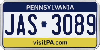 PA license plate JAS3089