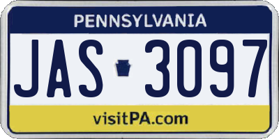 PA license plate JAS3097