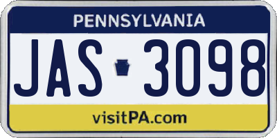 PA license plate JAS3098