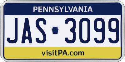 PA license plate JAS3099